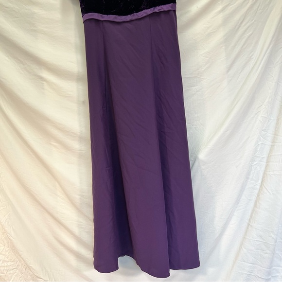 Purple Plum Velvet Prom Bridesmaid Formal Flow Dress Back Bow Large X-Large - Picture 8 of 9